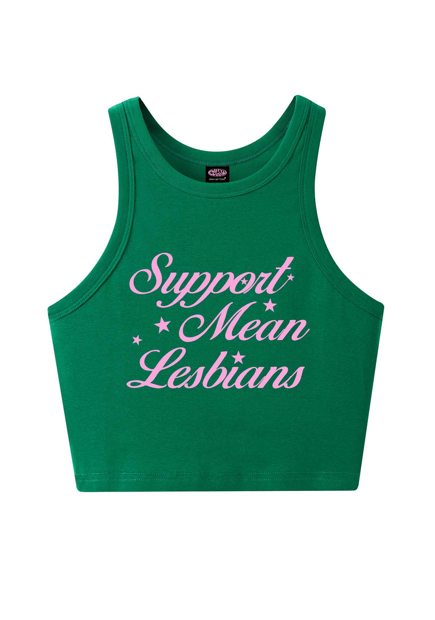 Support Mean Leabians Pride Y2K Crop Tank Top Cherrykitten