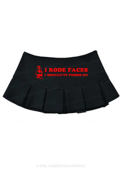 I Rode Faces Y2K Mini Pleated Skirts Cherrykitten