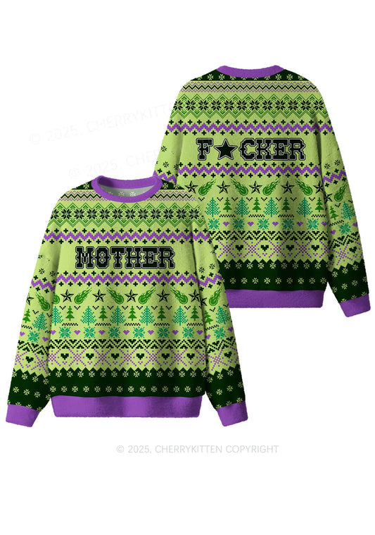 Motherfxcker Two Sides Y2K Christmas Knit Sweatshirt Cherrykitten