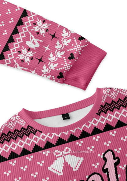 Pink Cxxt Star Y2K Christmas Knit Sweatshirt Cherrykitten