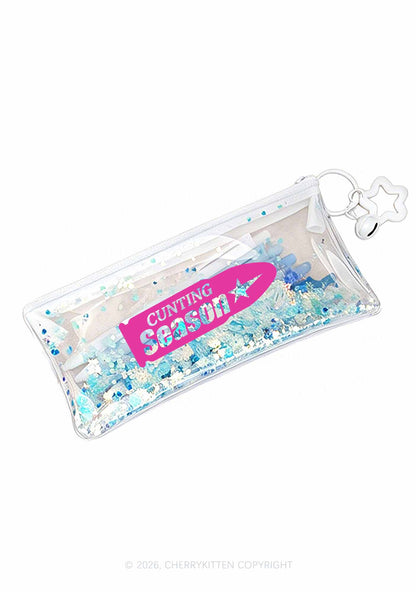 Cunting Season Y2K Quicksand Transparent Pencil Pouch Cherrykitten