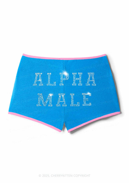 Rhinestone Alpha Male Y2K Booty Shorts Cherrykitten