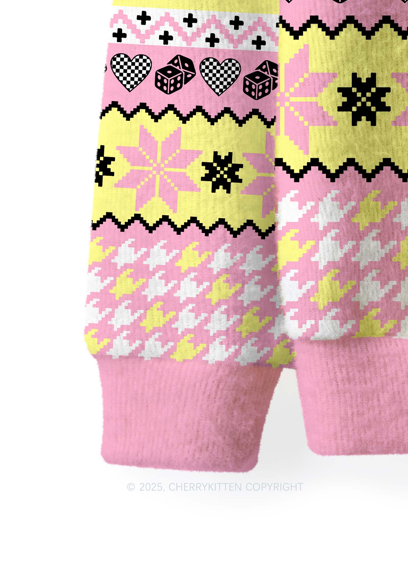 Yellow Cxxt Y2K Christmas Knit Sweatshirt Cherrykitten