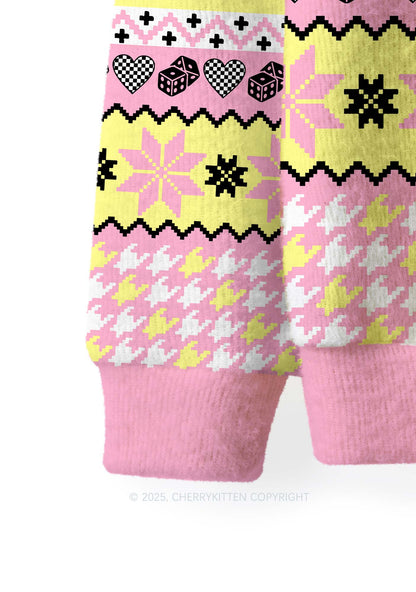Yellow Cxxt Y2K Christmas Knit Sweatshirt Cherrykitten
