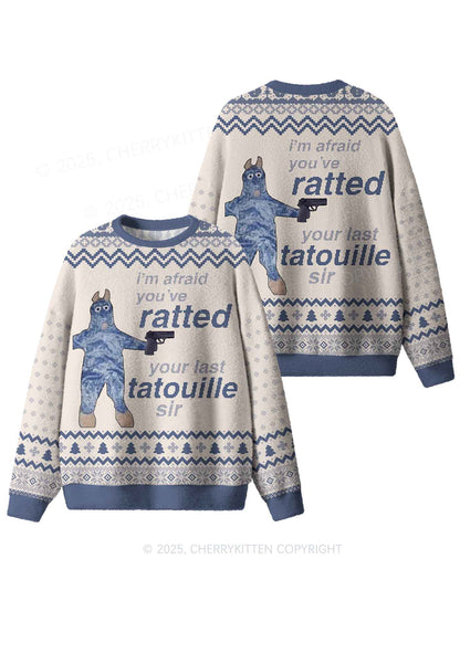 Ratted Last Tatouille Y2K Christmas Knit Sweatshirt Cherrykitten