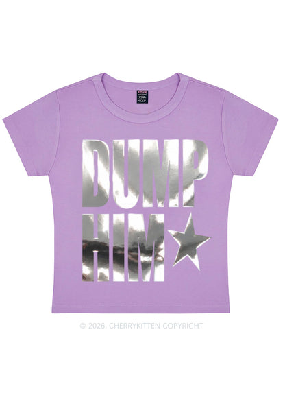 Dump Him Silver Foil Printed Y2K Baby Tee Cherrykitten