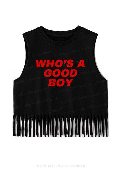 Whos A Good Boy Y2K Fringe Tank Top Cherrykitten