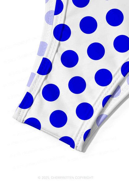 Blue Dotty Y2K Print Bikini Set Cherrykitten
