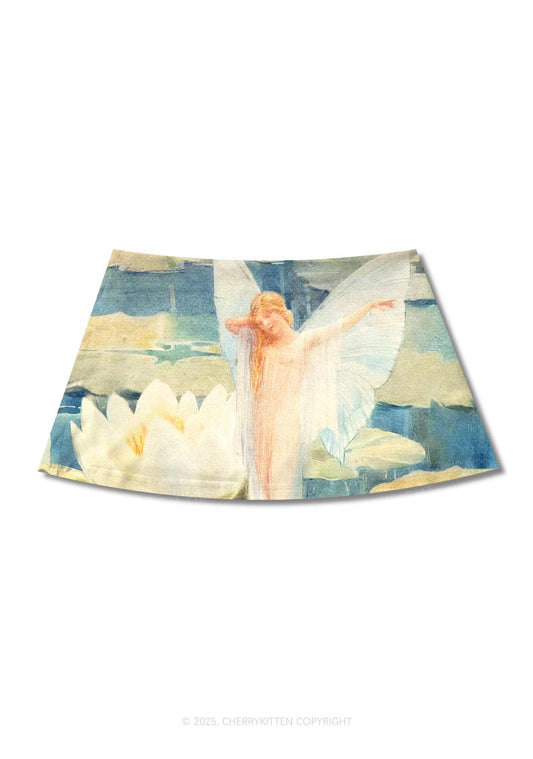 Lotus Fairy Y2K Print Mini Skirt Cherrykitten