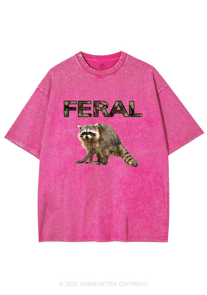 Feral Raccoon Y2K Shirts Washed Tee Cherrykitten