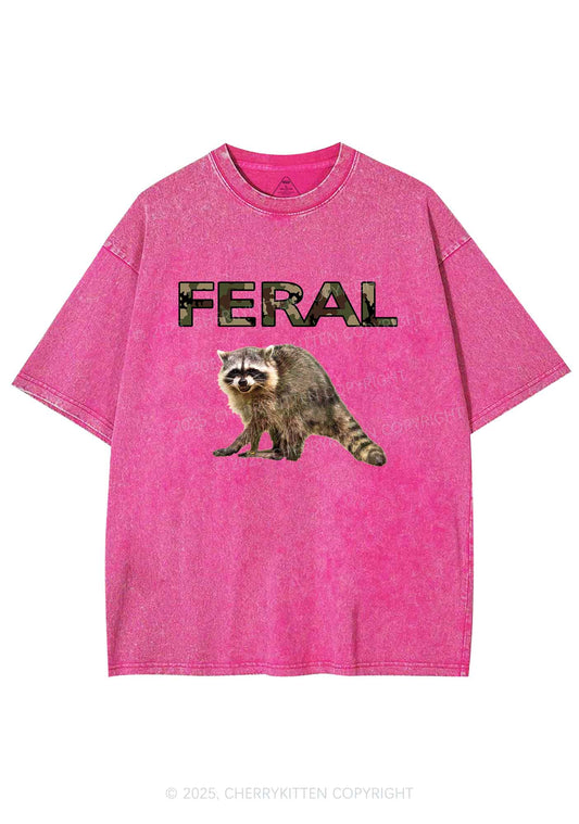 Feral Raccoon Y2K Shirts Washed Tee Cherrykitten