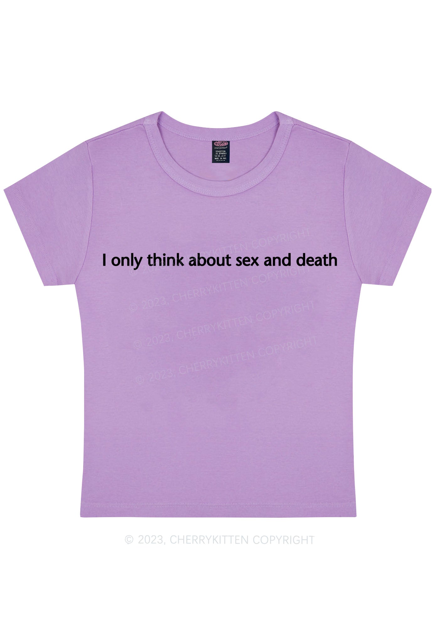 Think About Death Y2K Baby Tee Cherrykitten