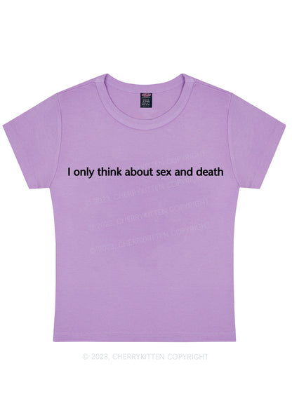 Think About Death Y2K Baby Tee Cherrykitten
