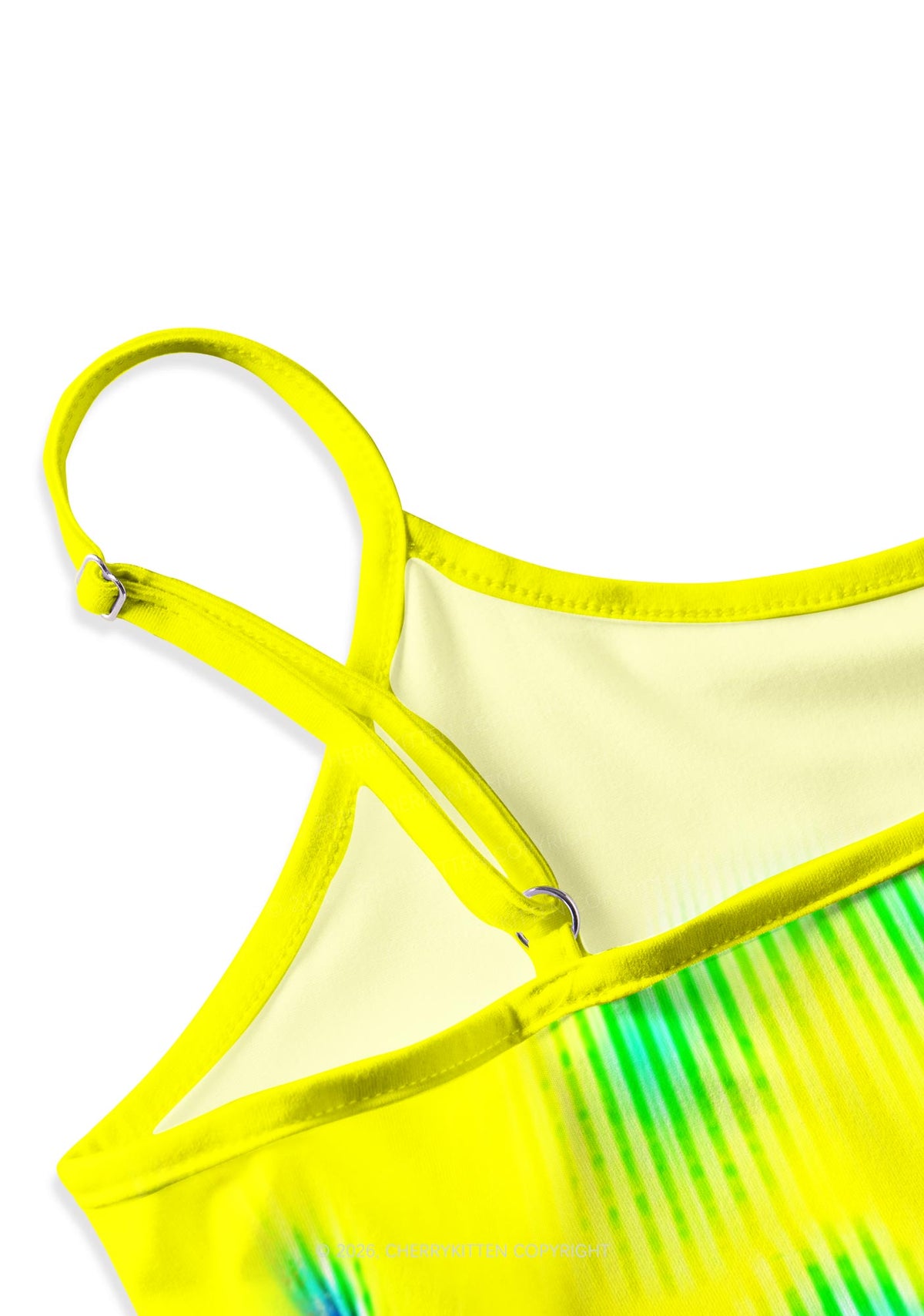Yellow Thermal Female Body Y2K Print Slip Dress Cherrykitten