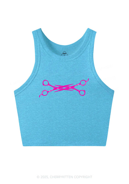Pink Scissor Y2K Crop Tank Top Cherrykitten