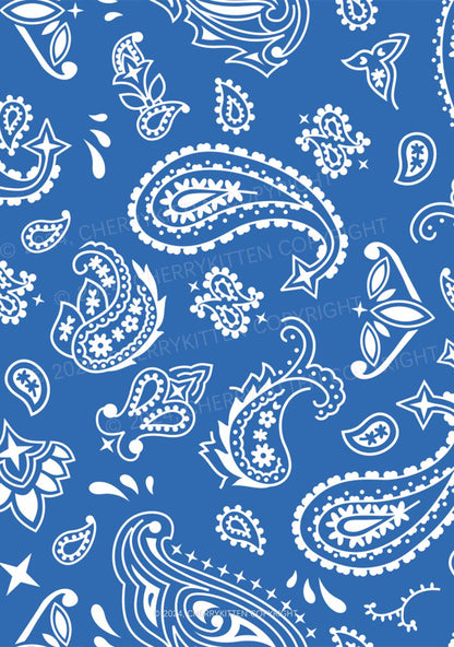 Blue Paisley Y2K Print Bikini Set Cherrykitten