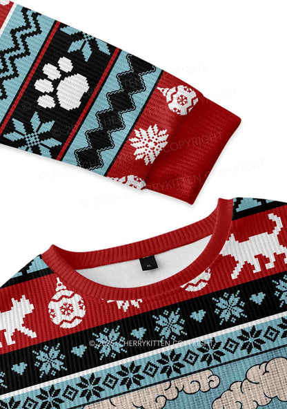 The Cat Lady Y2K Christmas Knit Sweatshirt Cherrykitten