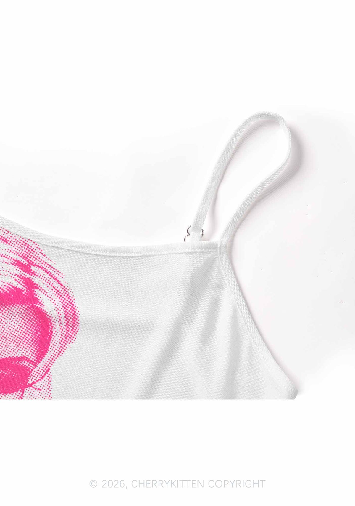 Pink Pixel JC On White Y2K Mesh Cami Tank Cherrykitten