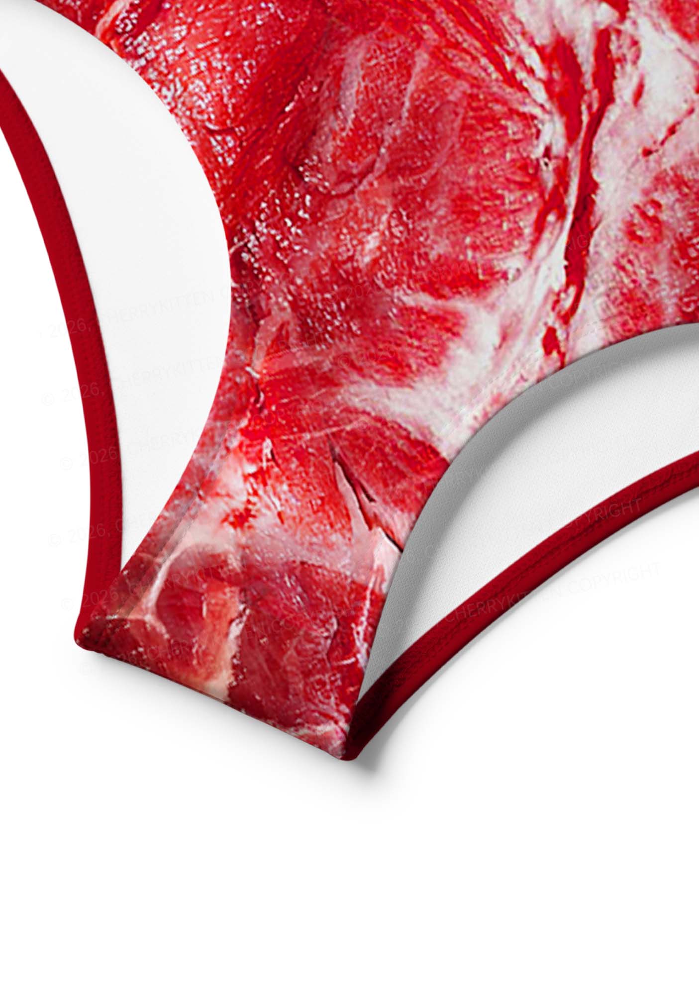 Beef Steak Texture Y2K Print Bikini Set Cherrykitten