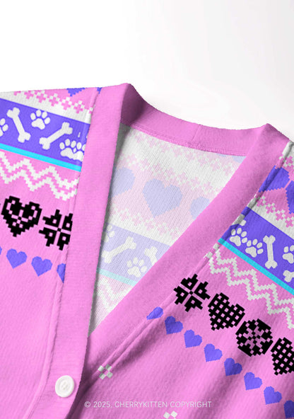 Boys Make Gr8 Pets Y2K Christmas Cardigan Knit Sweatshirt Cherrykitten