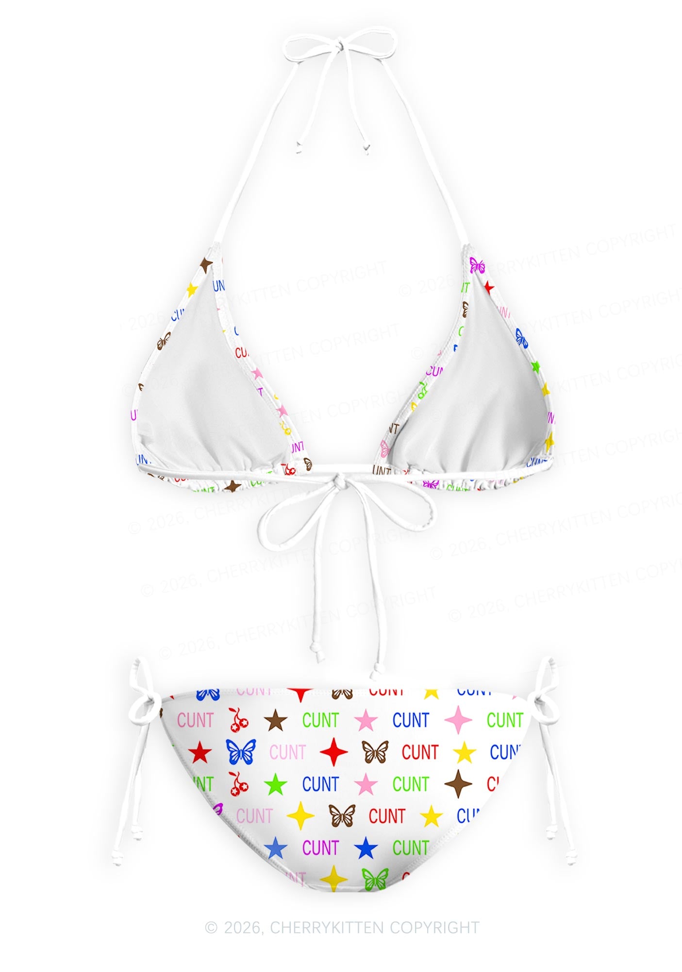 Colorful Cxxt Y2K Print Bikini Set Cherrykitten