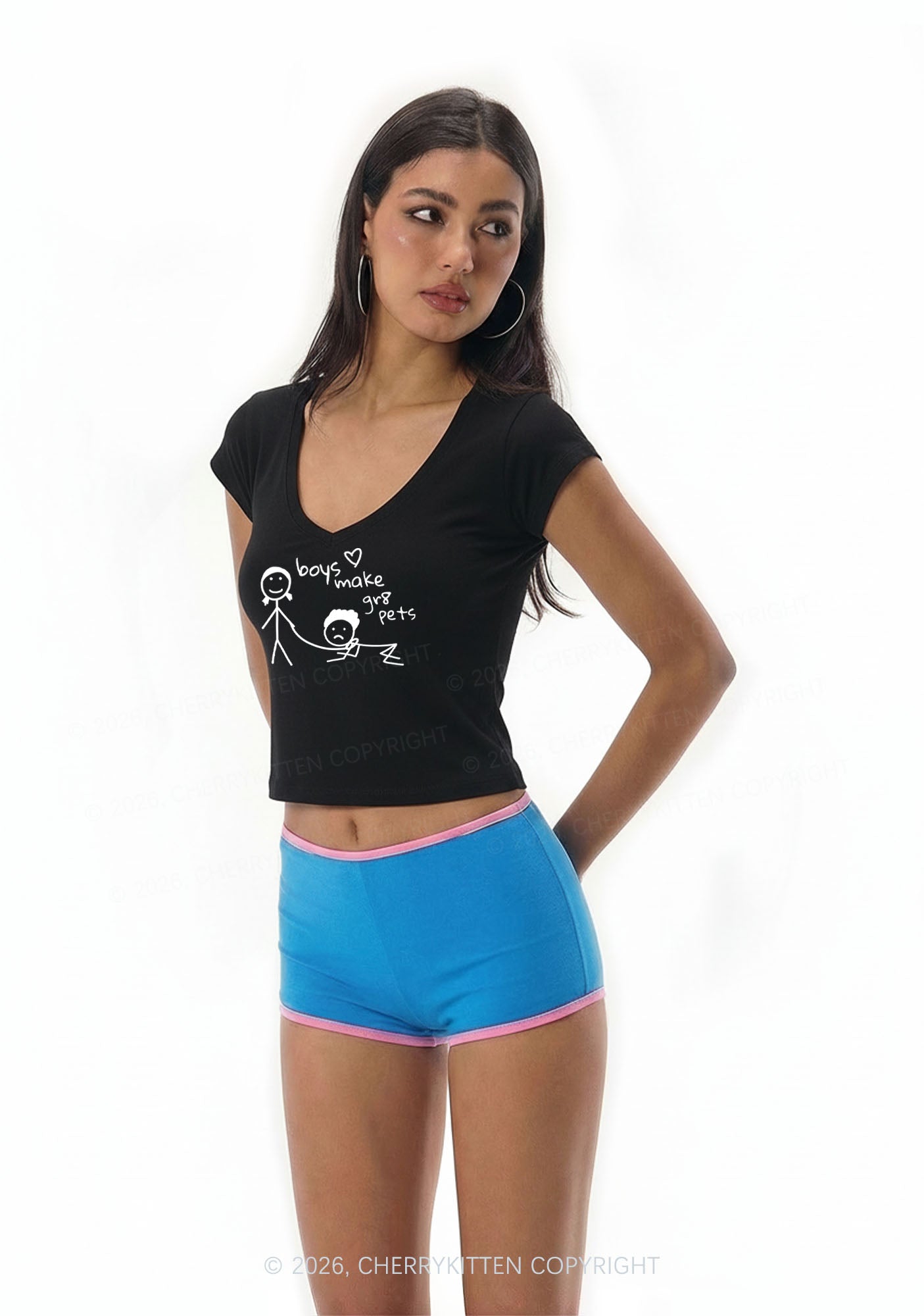 Boys Make Gr8 Pets Y2K V Neck T Shirts Cherrykitten
