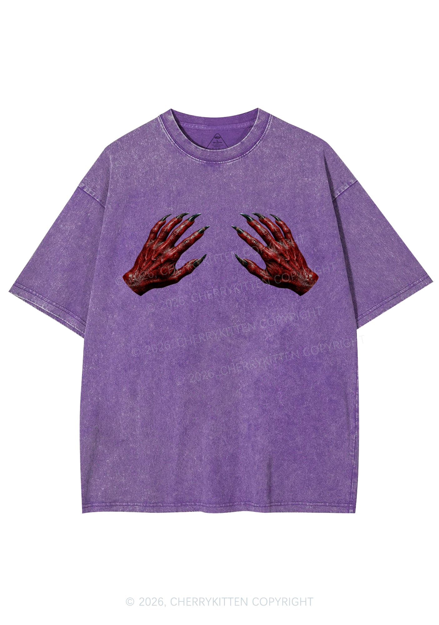 Satan Hands Y2K Shirts Washed Tee Cherrykitten