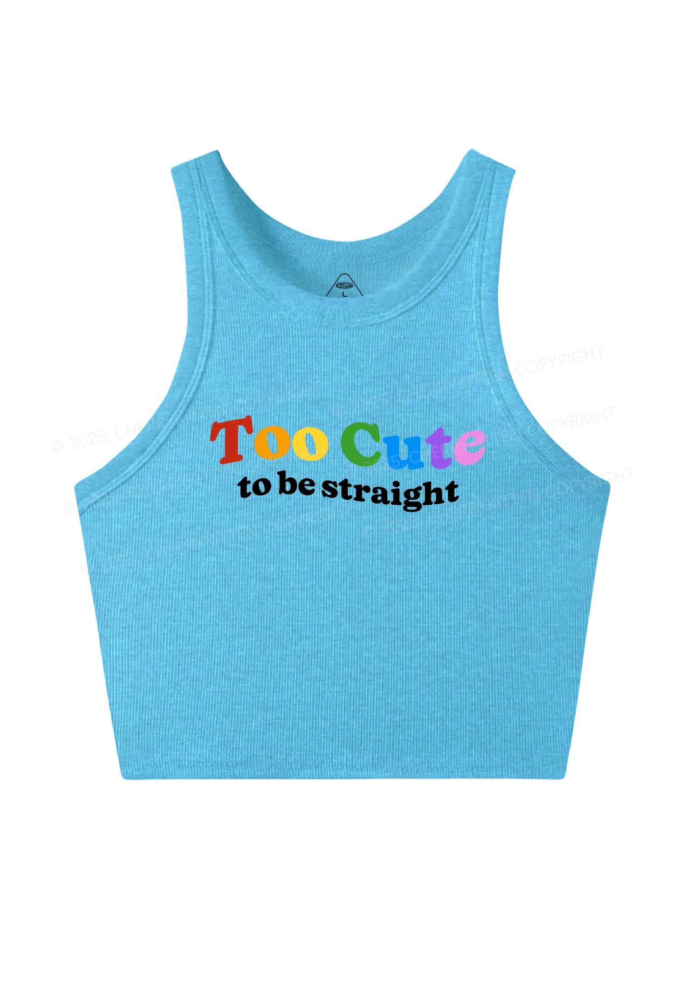 Too Cute To Be Straight Pride Y2K Crop Tank Top Cherrykitten