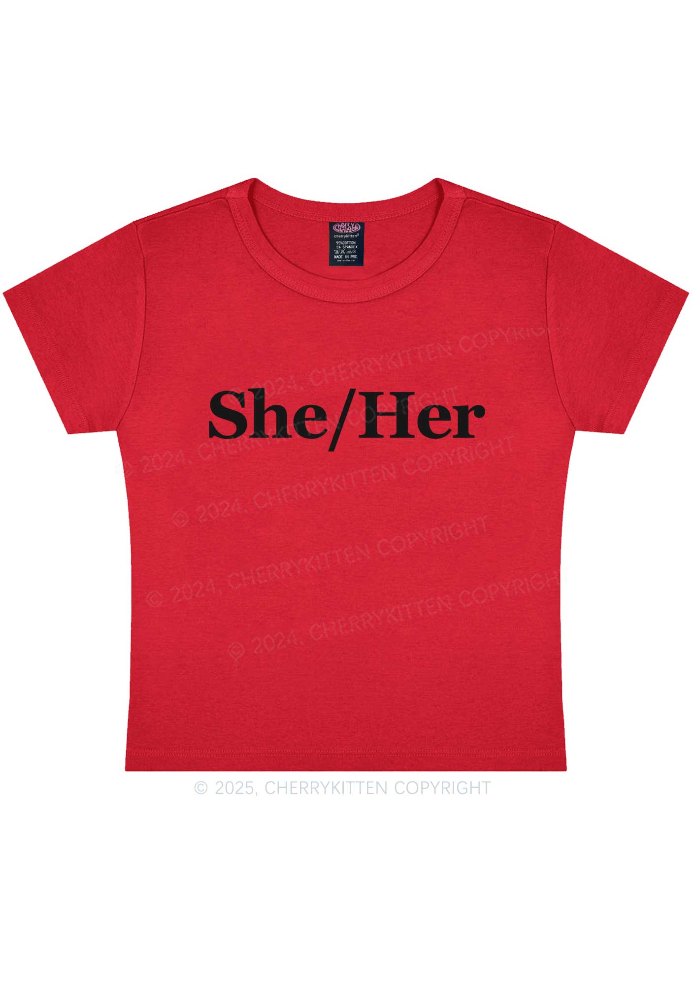 She Or Her Y2K Baby Tee Cherrykitten