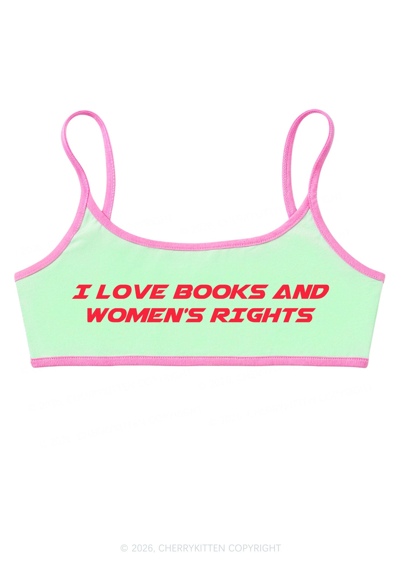 I Love Books And Womens Rights Y2K Super Crop Cami Cherrykitten