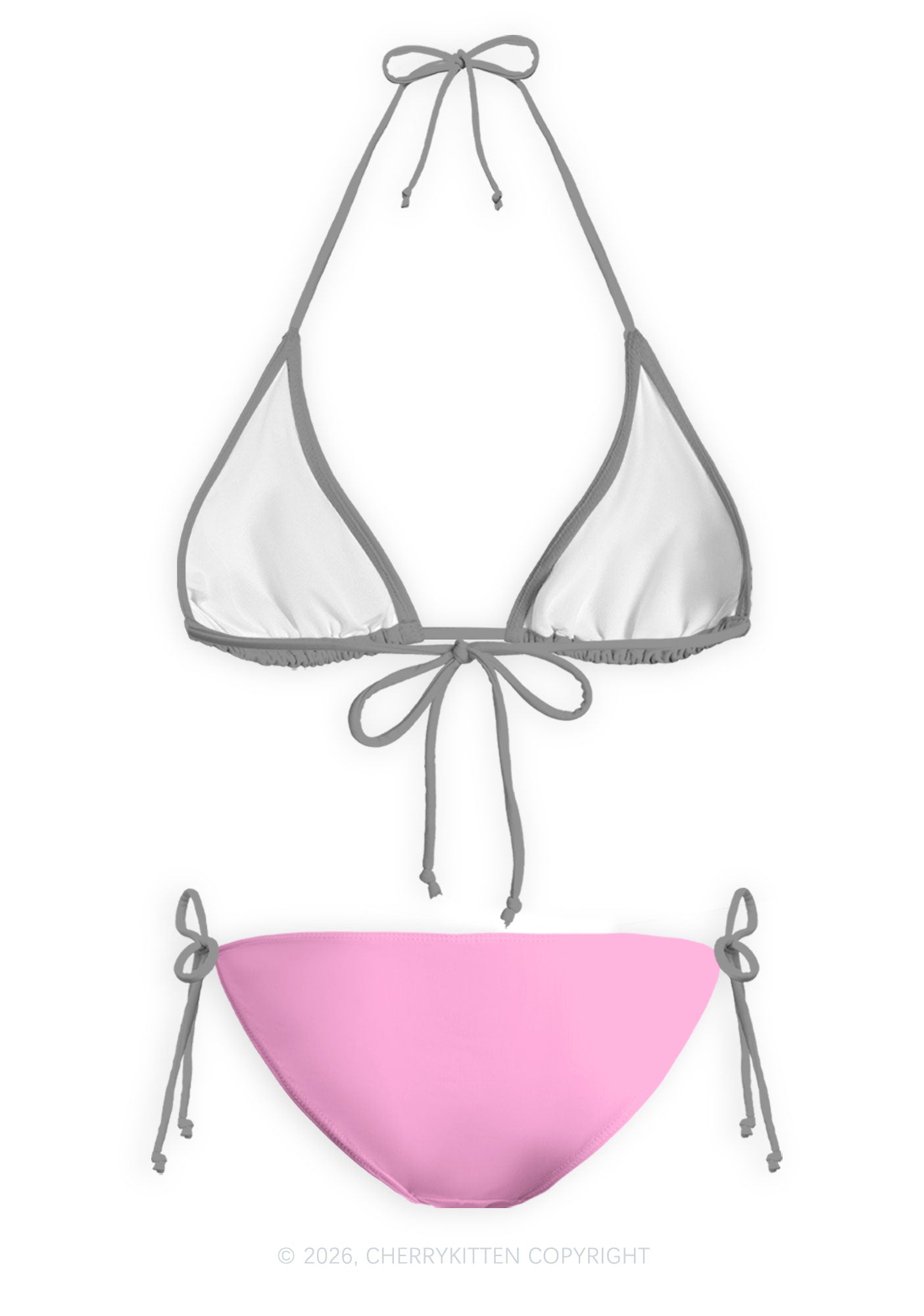Grey Femme Pride Y2K Print Bikini Set Cherrykitten