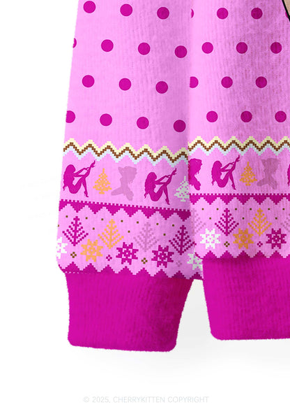 Lesbian Kissing Pride Y2K Christmas Cardigan Knit Sweatshirt Cherrykitten