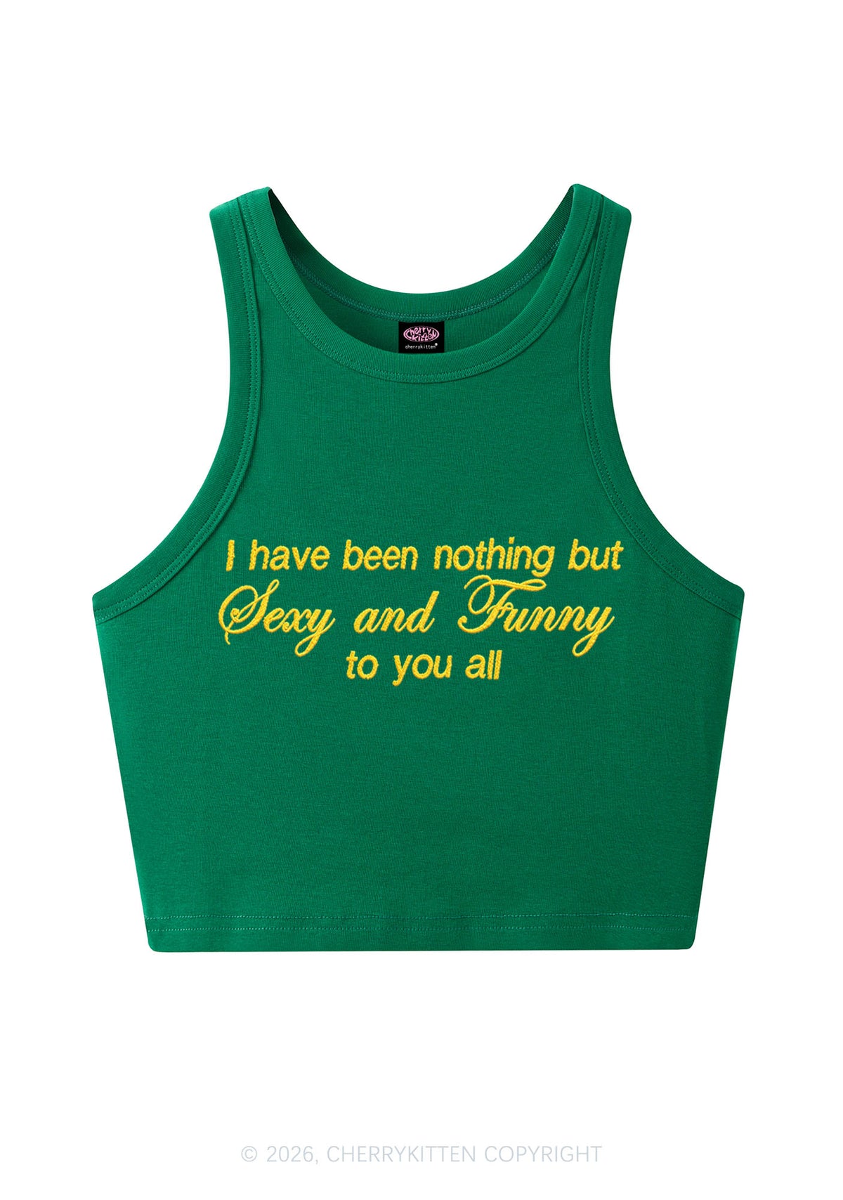 Embroidered I Have Been Nothing Y2K Crop Tank Top Cherrykitten