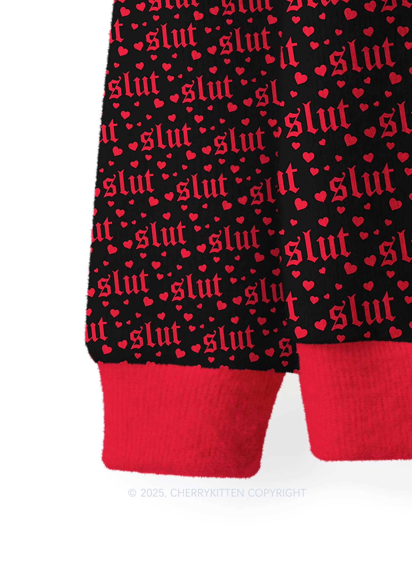 Black Slxt Y2K Christmas Knit Sweatshirt Cherrykitten