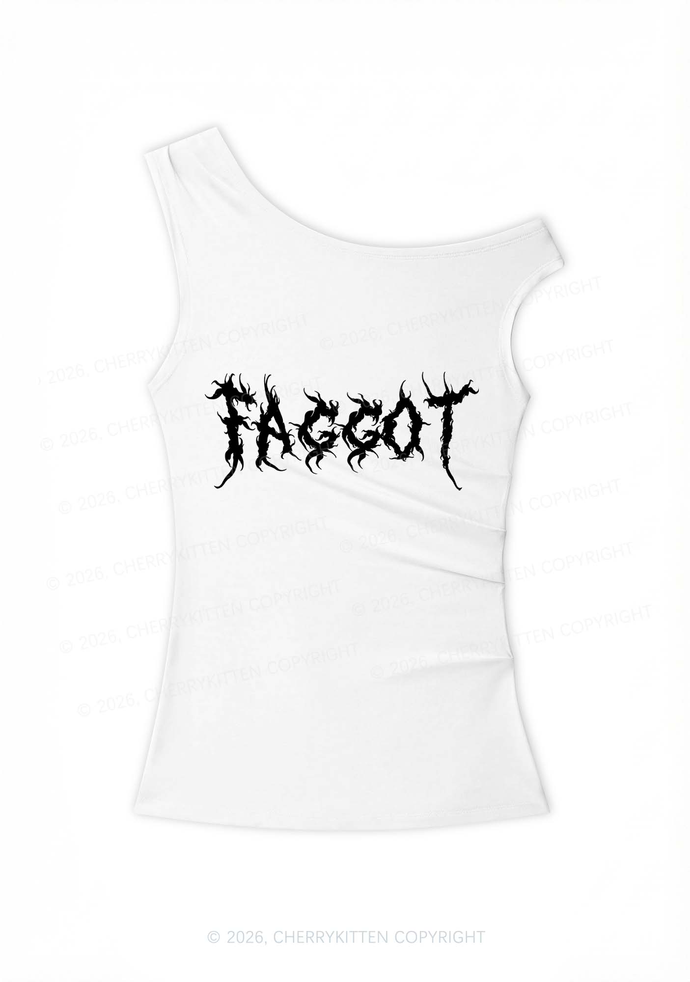 Punk Faggot Y2K Off Shoulder Tank Top Cherrykitten