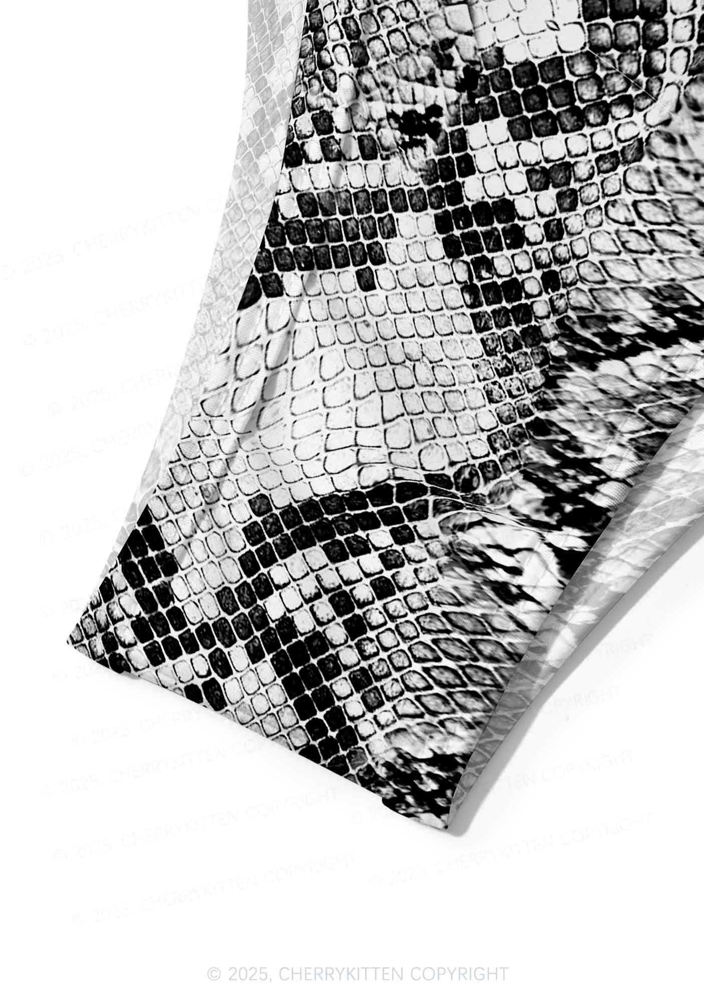 Black Snake Skin Pattern Y2K Print Bikini Set Cherrykitten
