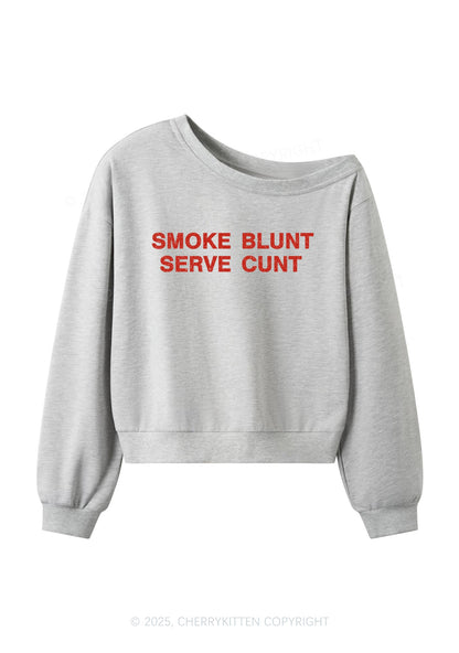 Smoke Blunt Y2K Off Shoulder Sweatshirts Cherrykitten