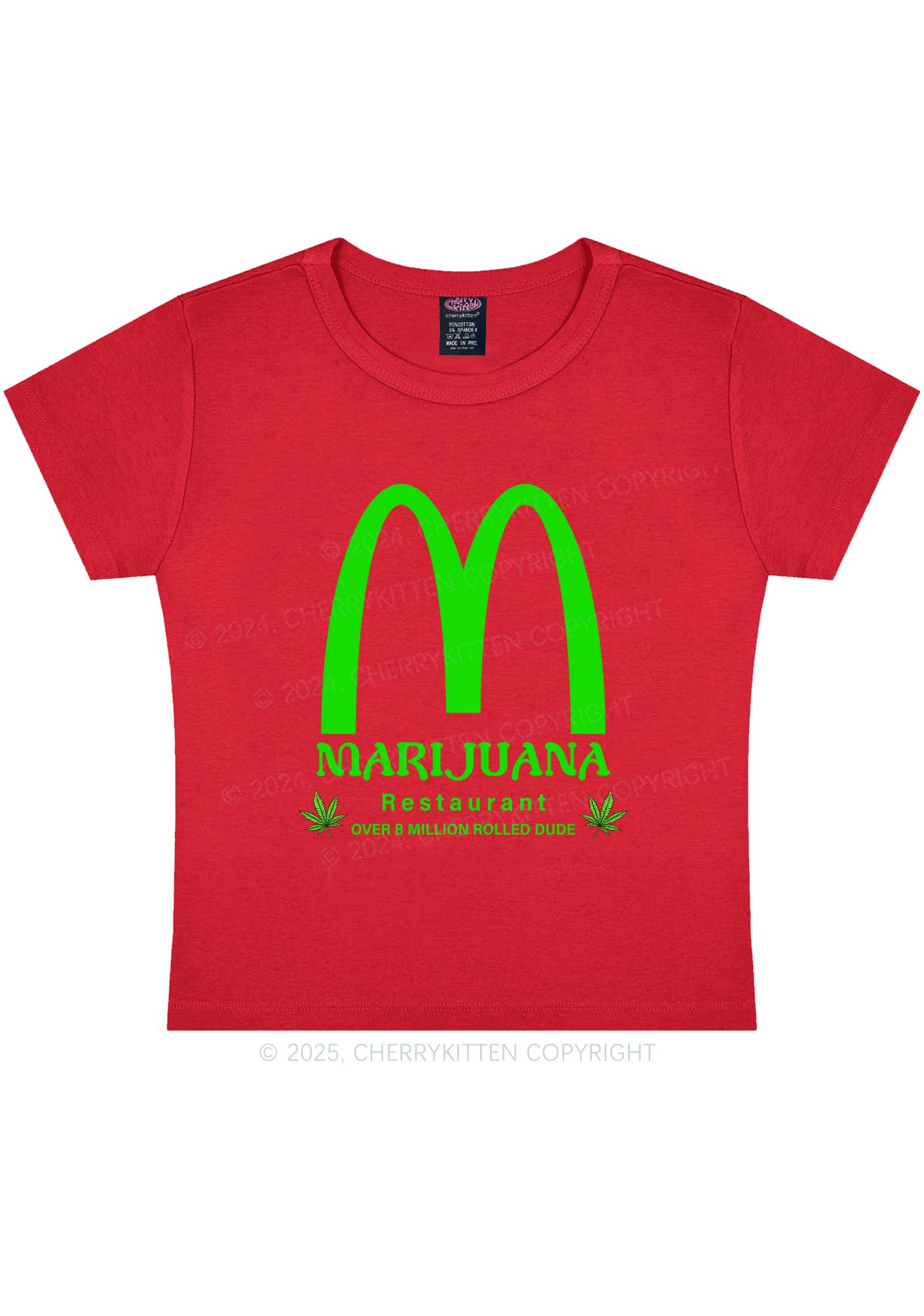 Green Restaurant Y2K Baby Tee Cherrykitten
