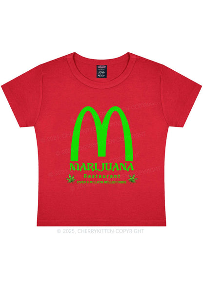 Green Restaurant Y2K Baby Tee Cherrykitten