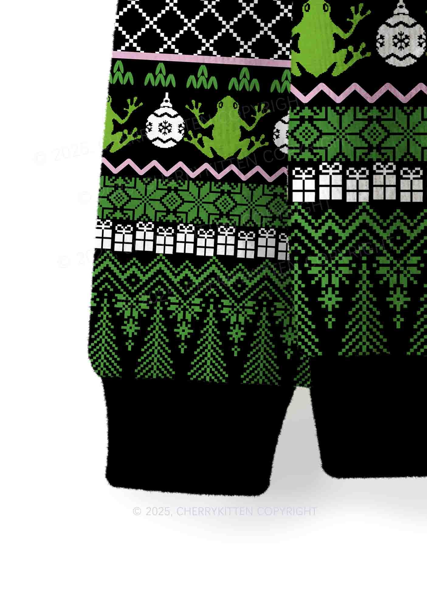 Eat The Rich Frog Y2K Christmas Knit Sweatshirt Cherrykitten