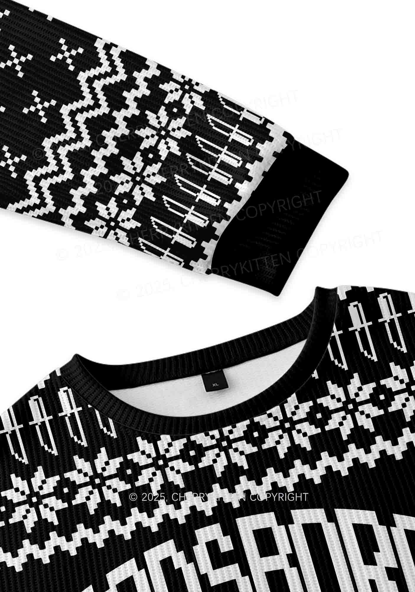Halloween Black Horror Club Y2K Christmas Knit Sweatshirt Cherrykitten