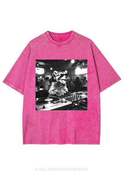 Vintage DJ Raccoon Y2K Shirts Washed Tee Cherrykitten
