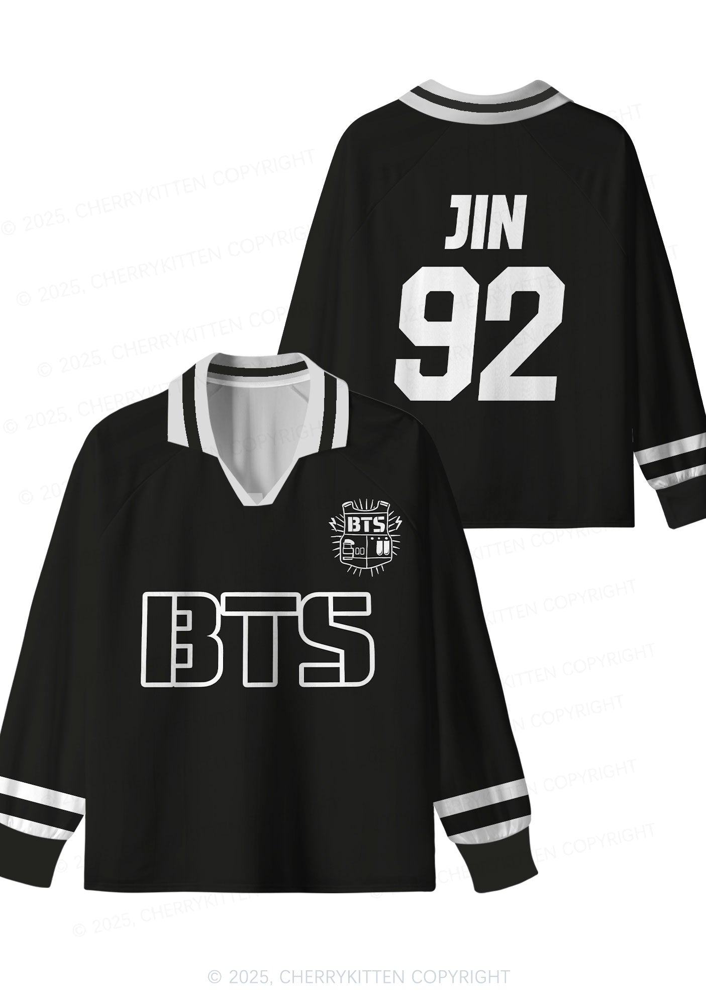 Black Kpop Boys Number Y2K Long Sleeve Sport Jersey Shirts Cherrykitten