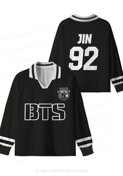 Black Kpop Boys Number Y2K Long Sleeve Sport Jersey Shirts Cherrykitten