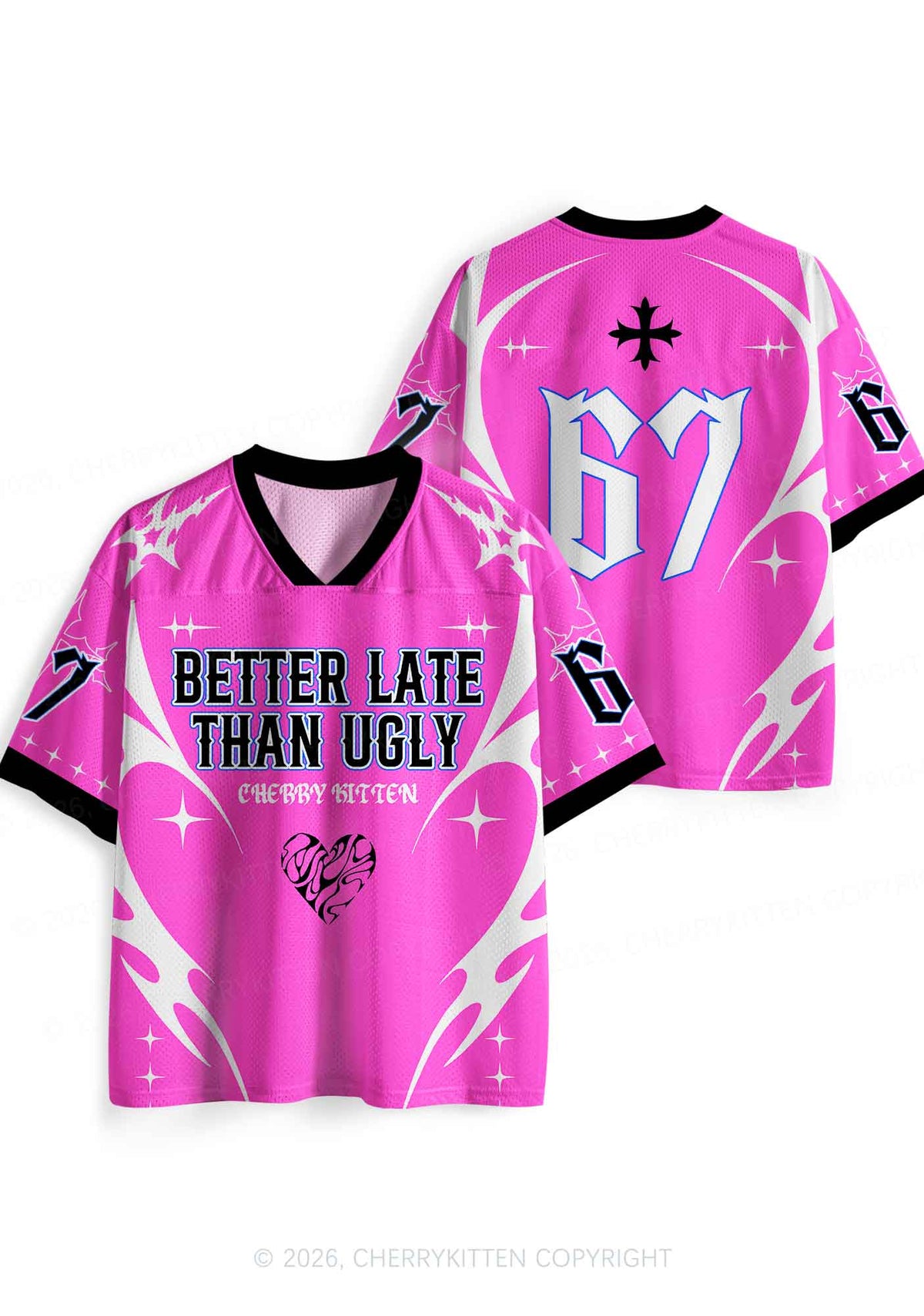 Better Late Than Ugly Y2K Sport Jersey Shirts Cherrykitten