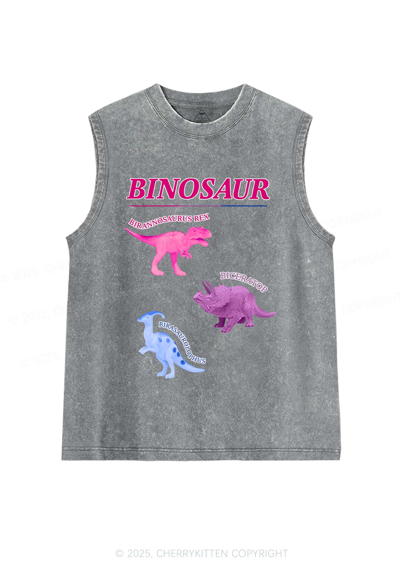 Binosaur Pride Y2K Washed Muscle Tank Cherrykitten