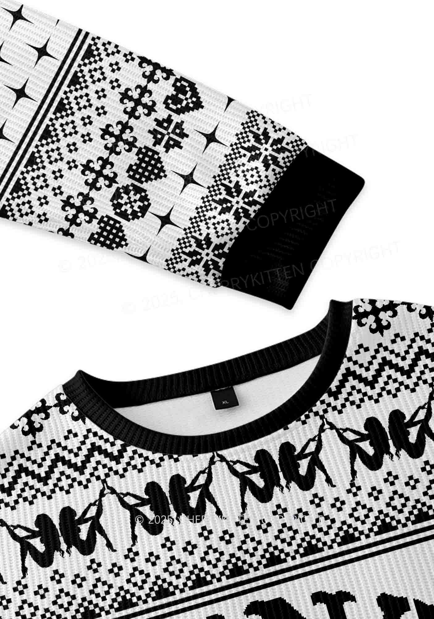 White Cxxt Y2K Christmas Knit Sweatshirt Cherrykitten