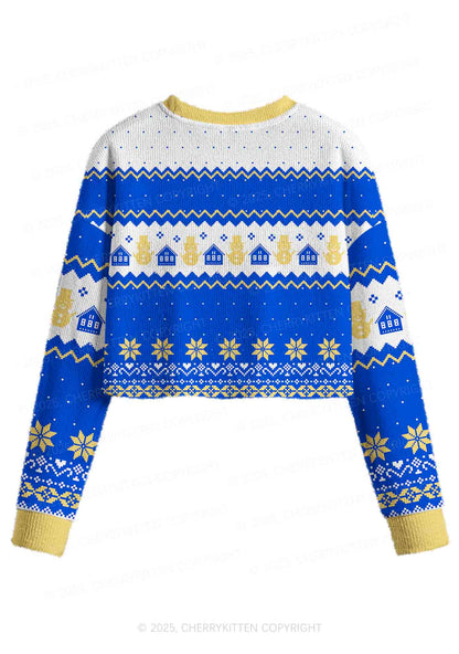 I Got That Hot Dog In Me Y2K Christmas Crop Knit Sweatshirt Cherrykitten