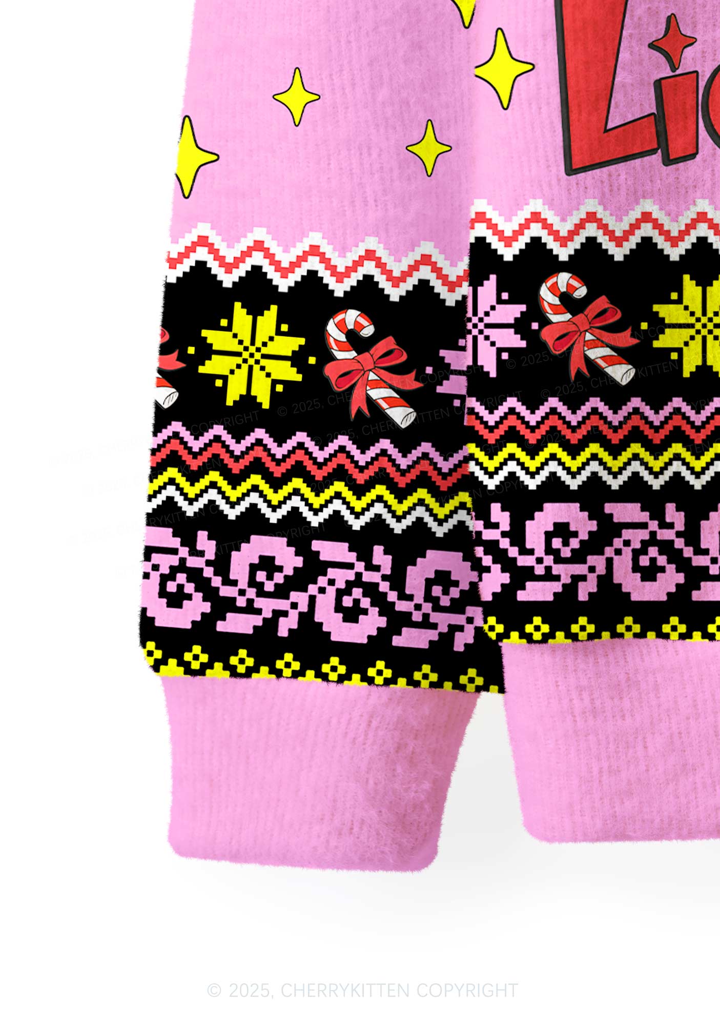 Lick Itself Y2K Christmas Cardigan Knit Sweatshirt Cherrykitten