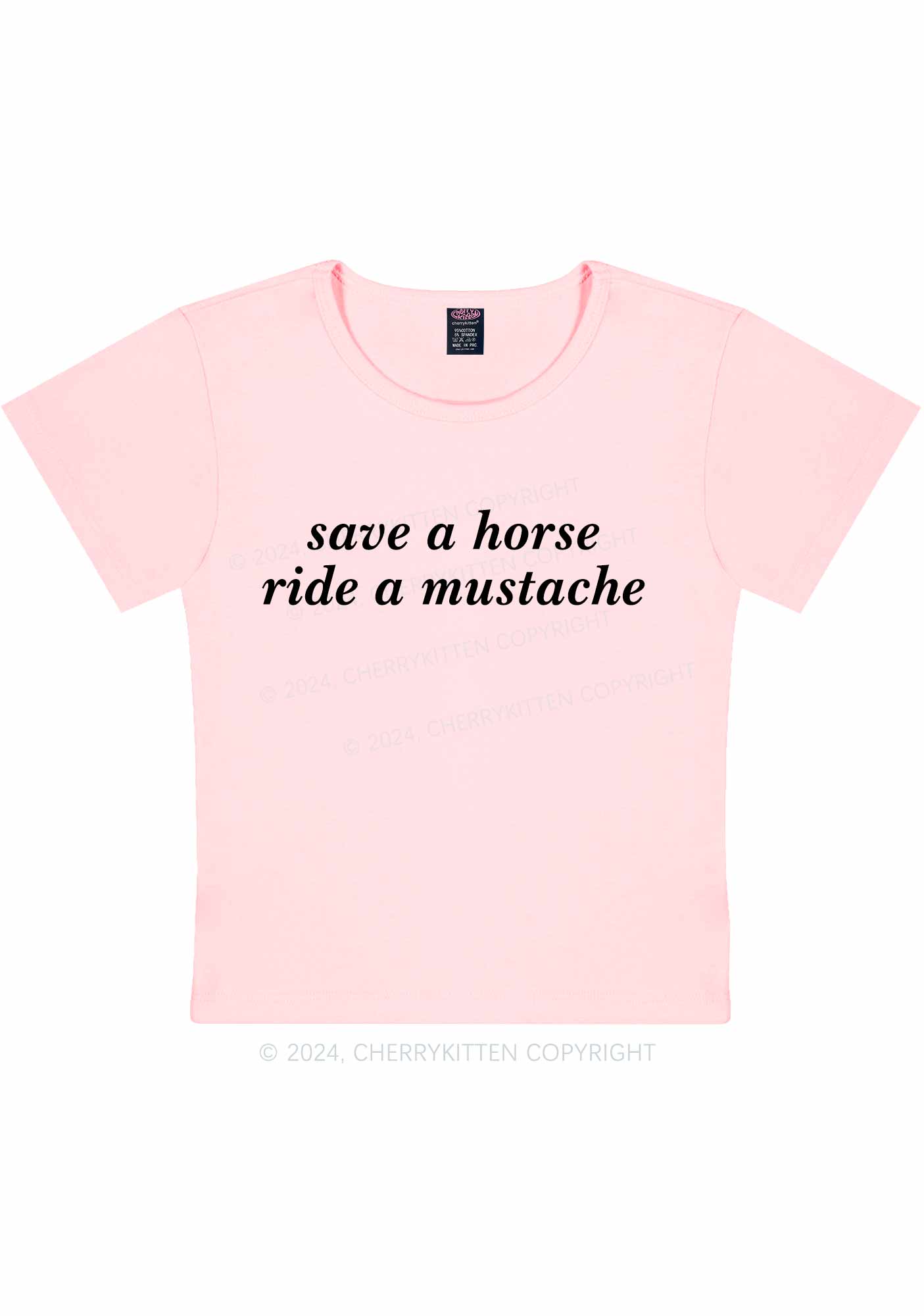 Ride A Mustache Y2K Baby Tee Cherrykitten